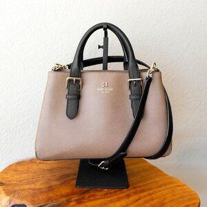 KATE SPADE COVE STREET PROVENCE SATCHEL TAUPE DUNE BLACK COLORBLOCK with STRAP